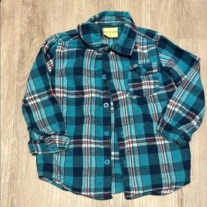 Blue plaid button down shirt